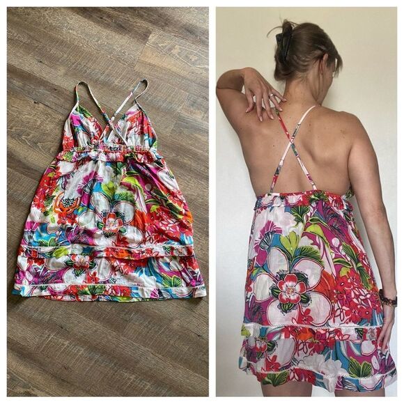 Anthropologie Dress NEW Vibrant Floral Boho Festival Stretch XS Vacation - Picture 6 of 11